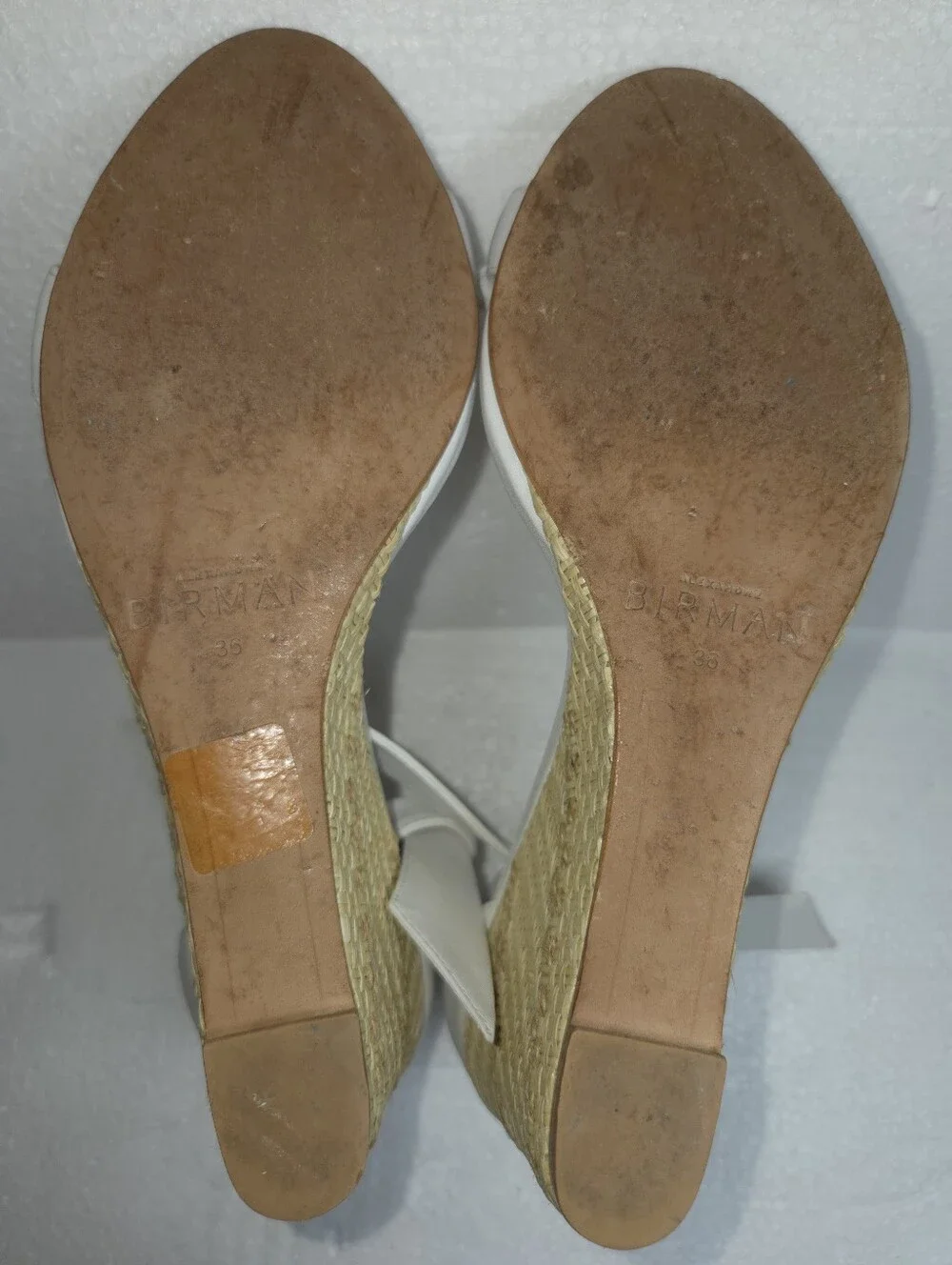 Alexandre Birman Clarita White Leather Espadrille Wedge Sandals EU 36